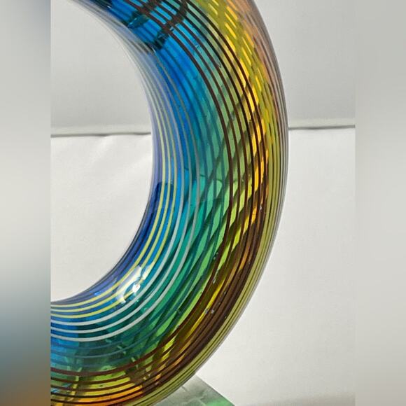 Art Glass Swirl Sculpture 9"‎ Tall Rainbow - Picture 9 of 15